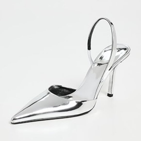 Proenza Schouler Slash Slingback Pumps 8 Mirrored Metallic Designer Glam Formal - Picture 1 of 15